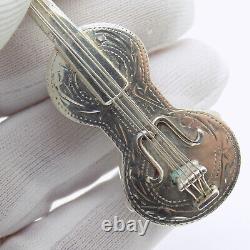 Boîte à tabatière Rare en argent sterling 925 faite à la main, style vintage italien, en forme de violon