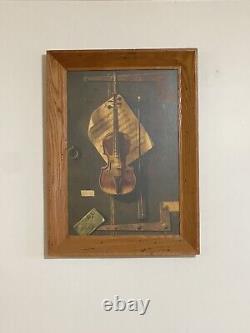 Cadre en bois antique sur mesure 15 x 22 avec impression du vieux violon