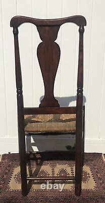 Chaise en bois antique, chaise à dossier en forme de violon, style américain primitif
