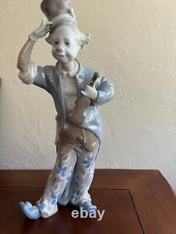 Clown Lladro Vintage Avec Figurine Violon (un Doigt Cassé)