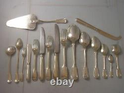 Également 1962 Fiddle Thread Silver Canteen Cutlery 11062 Grammes 18 Mise En Place