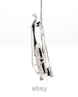 Épingle de broche de violon en or blanc 18 carats avec un total de 1,50 carat de DIAMANTS NATURELS - Antique et fait à la main