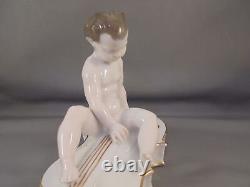 Figure nue en porcelaine Rosenthal ancienne sur un violoncelle Liebermann