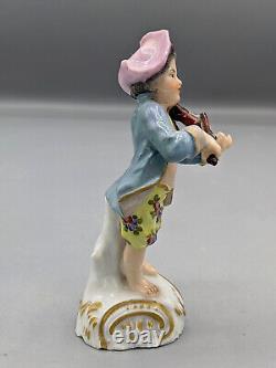 Figurine de violoniste en porcelaine de Meissen d'époque 1868, rare, de 11 cm