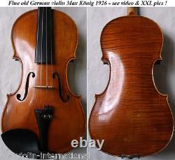 Fine Old German Master Violin Max Koenig 1926 Vidéo Antique 905