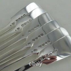 Good Antique Sterling Silver Set Of Six Fiddle Back Dinner Fourches Londres 1869