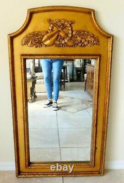 Grand Antique/vtg 45 Gold Wood Syroco Instrument Violin Hanging Wall Mirror