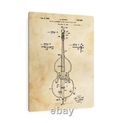 Impression métallique de brevet de contrebasse à cordes, art de violon, décoration musicale, cadeaux pour musiciens