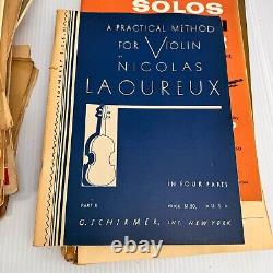 Lot de 75+ partitions et livres anciens vintage pour violon et piano des années 1890 aux années 1950