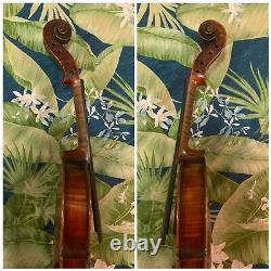 Old Vintage Violon 4/4 Antique Belle Flamme Pjw