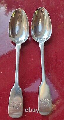 Pair Anticique Solide Silver Table Spoons William Eaton 1831 22cms London 1831
