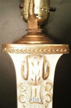 Paire de lampes violon en porcelaine ancienne et vintage, peintes à la main, VENDUES EN L'ÉTAT