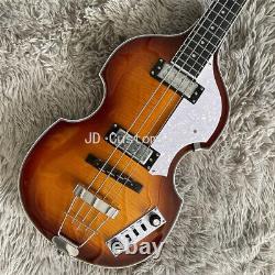 Paul McCartney Violon Basse Guitare à Corps Creux 4 Cordes avec Dessus en Erable Flamé Sunburst