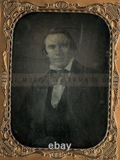 Rare 1/4 Daguerreotype Célèbre Musicien Violon Joueur Ole Bull Wisconsin 1850s