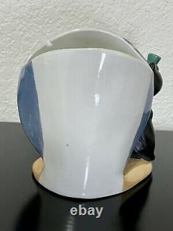 Rare Anthropomorphe Lustre Man Moon Black Cat Hat Fiddle Planter Vase Allemagne