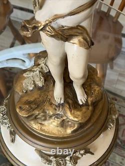 Rare, Antique Collection Francaise, Spelter Young Lad Violin Lampe Signée USA