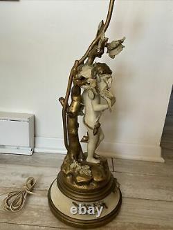 Rare, Antique Collection Francaise, Spelter Young Lad Violin Lampe Signée USA