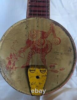 Rare Antique Des Années 1920 Clown Banjo Et Petit Violon