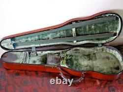 Rare Antiquité Quart-saw Oak Violin Hard Cas 4/4 Pleine Taille Vtg Bois Bentwood