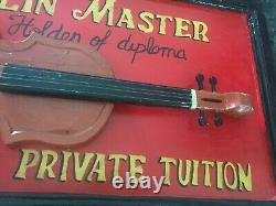 SARAH PEDERSEN Maître antiquaire de violon Cours particuliers Enseigne commerciale vintage en forme de moule