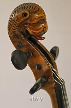 Son Plein Et Profond! Écoutez À La Vidéo! Lion Head Antique Old Allemagne Violin