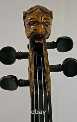 Son Plein Et Profond! Écoutez À La Vidéo! Lion Head Antique Old Allemagne Violin