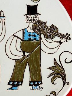Vintage Figgjo Norvège Turi Folk Art Reine Violon Plaque Triangulaire Plat Plat