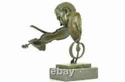 Vintage Modern Art Design Violon Joueur Bronze Sculpture Figurine