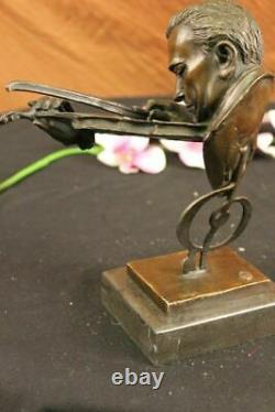 Vintage Modern Art Design Violon Joueur Bronze Sculpture Figurine Vente