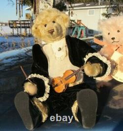 Vintage Mohair Teddy Bear Black Velvet 16 MCC Artist B Mcconnell Violine Musique