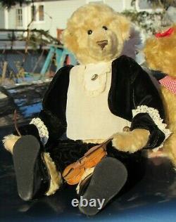 Vintage Mohair Teddy Bear Black Velvet 16 MCC Artist B Mcconnell Violine Musique