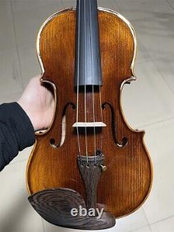 Violon 4/4 hautement flambé fabriqué à la main en taille réelle avec étui et archet 042704