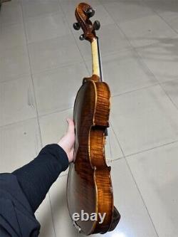 Violon 4/4 hautement flambé fabriqué à la main en taille réelle avec étui et archet 042704