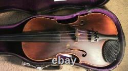 Violon Vintage Antique 4/4 Anciens Temps Fiddle D'occasion Amati Cas Avec Bow