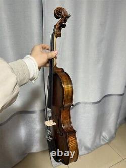 Violon antique 4/4 à dos d'une seule pièce sculpté à la main avec vernis, étui et archet