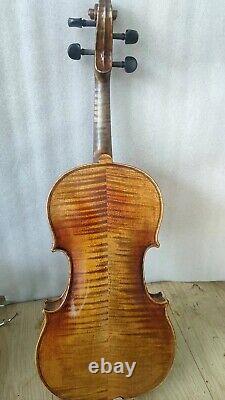 Violon de qualité supérieure 4/4 avec dos en érable flammé, table en épicéa sculptée à la main, beau son.