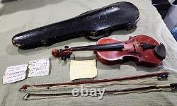 Vtg Antique Copie D'antonius Stradivarius Fabriqué En Allemagne Violon Allemand Avec Boîtier