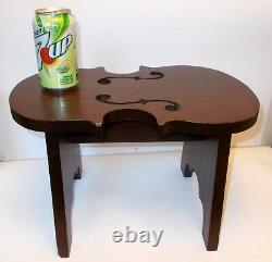 Vtg Violin Stool Bench Table Carved Wood Music Library String Instrument