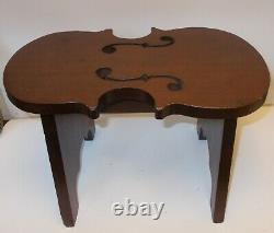 Vtg Violin Stool Bench Table Carved Wood Music Library String Instrument