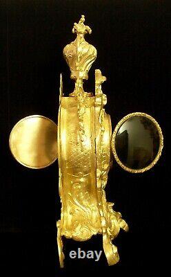 XIXe siècle, Empire français, Superbe énorme pendule en bronze antique en forme de violon, fonctionne